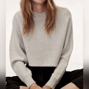 Aritzia Wilfred Free Lolan Merino Wool Crop Oversized Sweater Sz XS
